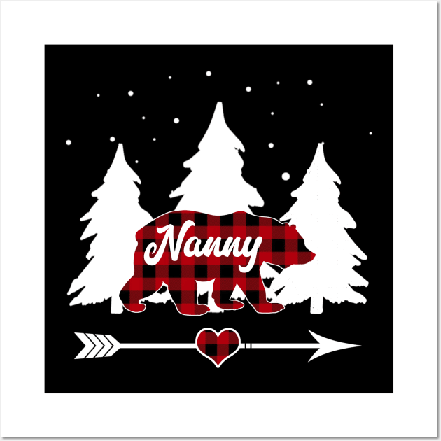 Nanny Bear Buffalo Plaid Christmas Matching Family Pajama Wall Art by Soema